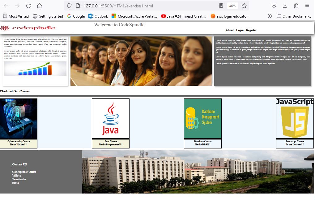 image of webpage using flexbox