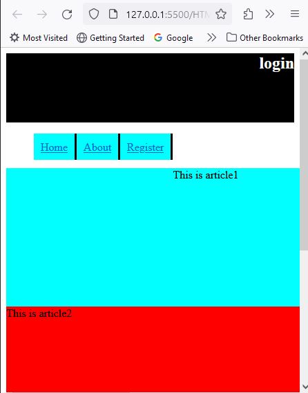 image showing webpage using semantic elements