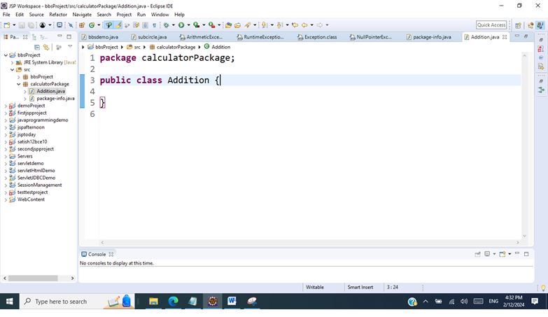 Creating a class inside a package in eclipse